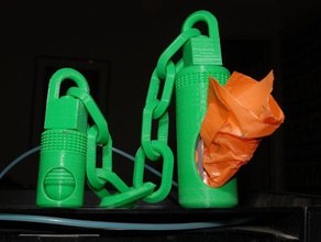 dog waste bag holder kit chain pets poop threaded 3d print model - Mito3D