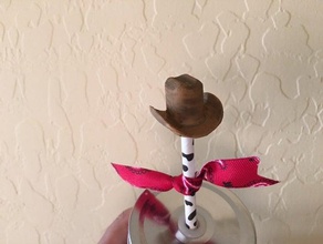 cowboy hat pencil topper hobby straw 3d print model - Mito3D