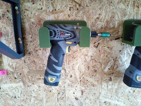 drill impact driver wall mounted holder 60mm diy 3d print model - Mito3D