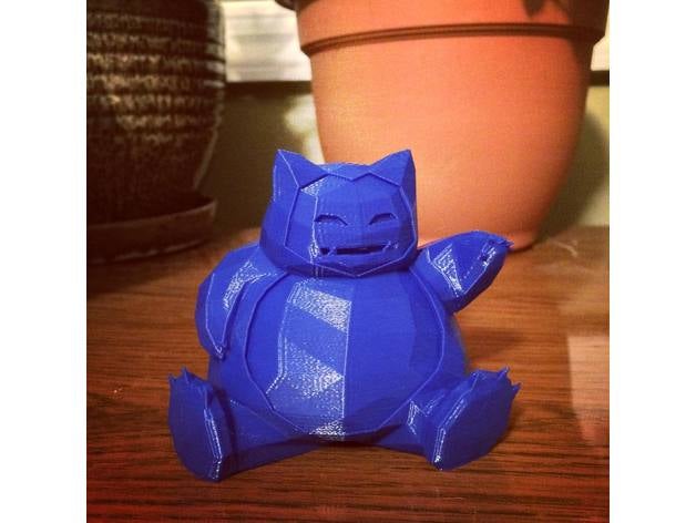 low poly snorlax dettaglio le caratteristiche del viso creature pokemon 3D print model - Mito3D