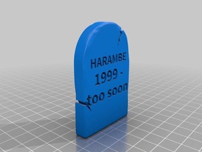 harambe gravestone art customized meme memebois rip 3d print model - Mito3D