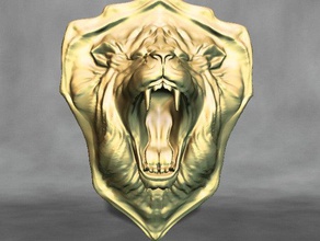 lions head shield 3d printing printer slash sculpture 3d print model - Mito3D