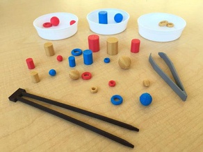 fine motor activities learning alphabet chopsticks counting kindergarten preschool sorting tweezers 3d print model - Mito3D