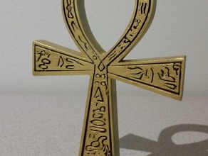 ancient egyptian ankh learning artifact hieroglyphs gold key relic 3d print model - Mito3D