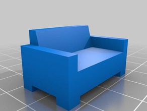 couch 2 seat model furniture 3d floorplans easy free parametric scale simple sofa stl 3d print model - Mito3D