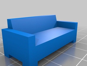 couch 3 seat model furniture 3d floorplans printing architecture easy free house household low poly parametric scale simple sofa stl toy 3d print model - Mito3D