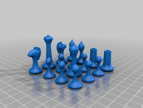 bütün bir modern satranç seti 3d print model - Mito3D