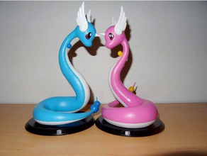 dos dragonair criaturas lindo draco figura amor pokemon figuras ir 3d print model - Mito3D