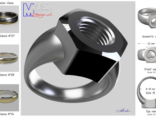 bague-ecrou les anneaux bijou bijoux 3D print model - Mito3D