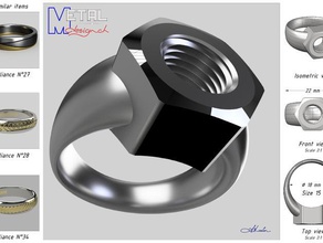 bague-ecrou Ringe bijou bijoux Schmuck 3d print model - Mito3D