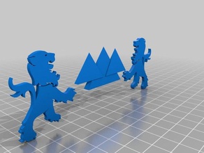 lion hill elementos do logotipo 2d arte 3d print model - Mito3D