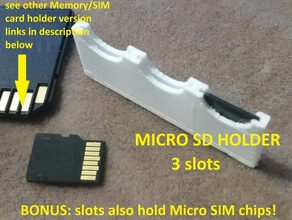 En popüler 3 micro sd sım çip tutucu mobil telefon hafıza kartı kart sahibi 3d print model - Mito3D