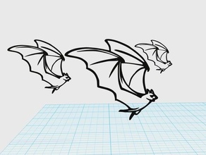 simples bastão de design 2d a arte Arte 2dart animais morcegos o preto do mal voando dia das bruxas assustador bruxa 3d print model - Mito3D