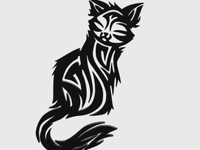 résumé de chat 2d art 2dart animal animaux des chats facile rapide féline plat 3d print model - Mito3D