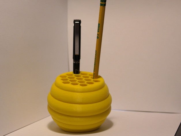 desk hive pencil holder office bee cup design desktop hexagon household supplies pen useful 3D print model - Mito3D