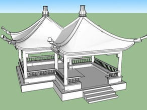 chinesischer Pavillon 1 Gebäude Strukturen 3d print model - Mito3D