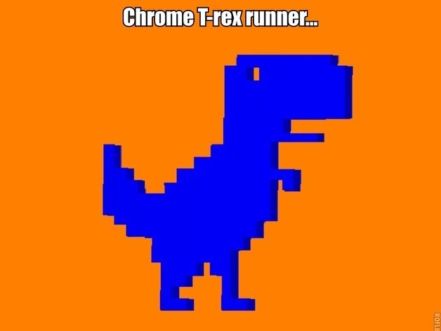 chrome t-rex runner games charm dino dinosaur google jurassic offline trex tyrannosaurus rex 3D print model - Mito3D