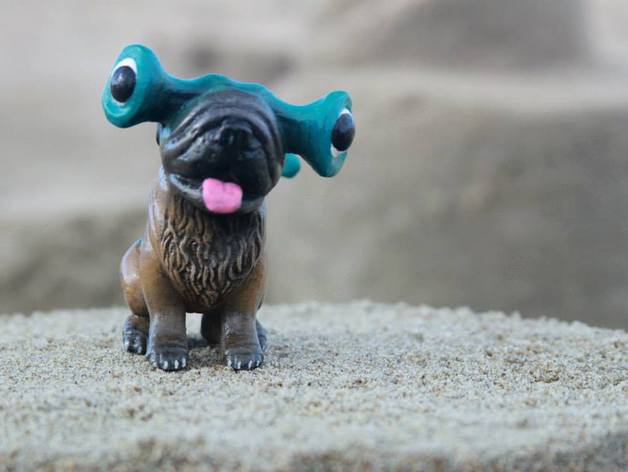 la corteza de tiburón los juguetes juegos figura acción lindo perro pug escultura estática estatua zbrush 3D print model - Mito3D