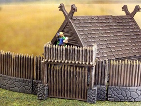 fantasy viking palisade gate 28mm toy game accessories lord rings miniature miniatures miniwargaming terrain wall warhammer 3d print model - Mito3D