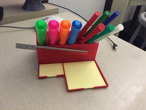 desk organizer scale holder office highlighter pen pencil post-it 3d print model - Mito3D