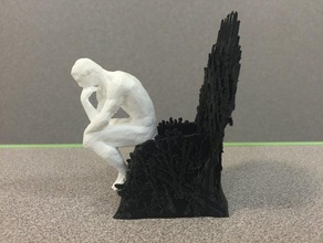 thinking game 3d printing thrones iron throne pop culture mashup rodin thinker 3d print model - Mito3D