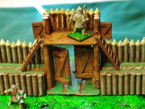 saxon burh fortified gate buildings structures 28mm fortress historical history wargaming 3d print model - Mito3D