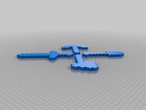 meine angepasste minecraft tools-Spitzhacke-Axt-Schaufel-Schwert parametric video Spiele 3d print model - Mito3D