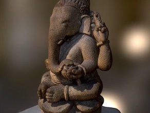 Tanrı ganesa tarar kopyaları 3d baskı tarama kültürel miras fil hindu Hint Endonezya heykel taş 3d print model - Mito3D