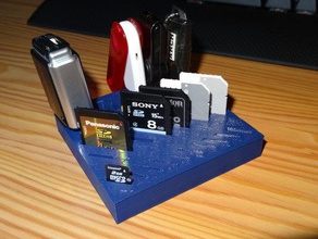 microsd kartı sd kart, usb tutucu organizasyon kap masaüstü Organizatör değiştirilebilir tablo 3d print model - Mito3D