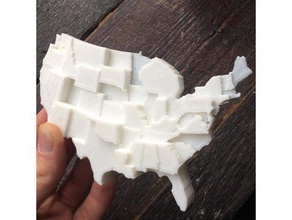 united states learning 3d map customized height prison relief statistics usa 3d print model - Mito3D
