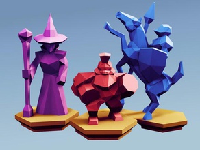 düşük poli fantezi masa ittifak birimleri gelişmiş oyunlar cüce knight lowpoly büyücü strateji Sihirbazı 3d print model - Mito3D