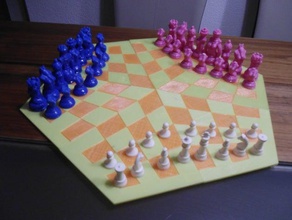 três jogador de xadrez impressão única versão jogo 3d print model - Mito3D
