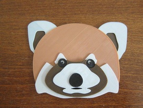panda rouge badge les pièces de monnaie badges art fdm l'impression jpgtosvgtostl 3d print model - Mito3D