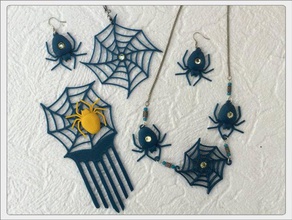 spider set jewelry 3d printing bracelet comb costumechallenge earring halloween necklace tanyaakinora web