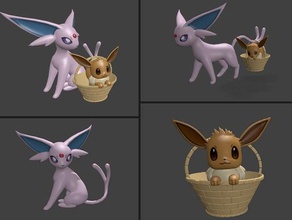 Evoli espeon Kreaturen diorama Abbildung pokemon Figuren gehen 3d print model - Mito3D