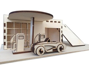 servis garaj inşaat oyuncaklar araba cnc cnclaser k40 lazer lasercutter kesici oyuncak 3d print model - Mito3D