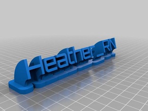heather rn nameplate office customized 3d print model - Mito3D