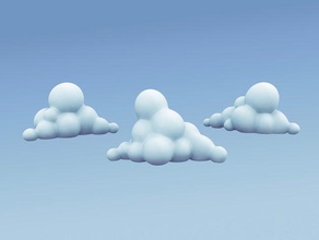 karikatür bulutlar diğer fluffy gökyüzü pürüzsüz stilize beyaz 3d print model - Mito3D
