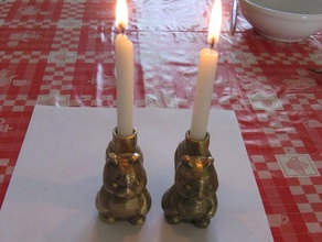 jewish tradition set candlesticks squirrel sculptures 3d print model - Mito3D