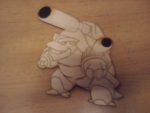 pokemon mega blastoise 2d a arte lasercut 3d print model - Mito3D