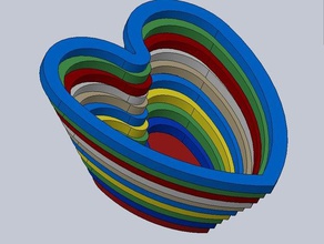 coração tigela feito em camadas corações esculturas topografia 3d print model - Mito3D