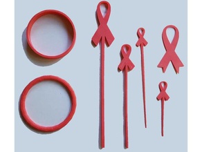 breast cancer awareness collection other band bangle decal fundraiser ninjaflex ribbon stirrer swizzle stick toothpick wristband 3d print model - Mito3D
