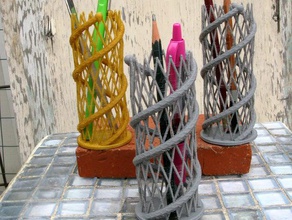double helix pencil holder math art openscad 3d print model - Mito3D