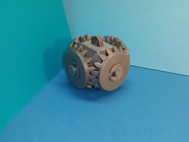 t&ecircte avec 4 pignons coniques engrenage conique l'ingénierie engrenages- de porte-clés mecanique paramétrique vitesse coniques- porte cle robotique- 3D print model - Mito3D