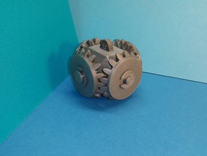 t&ecircte avec 4 pignons coniques bevel gear engineering engrenages- keychains mecanique parametric gears coniques- porte cle robotique- 3d print model - Mito3D