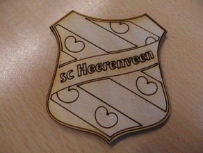 sc heerenveen logo 2d art lasercut soccer badges 3d print model - Mito3D