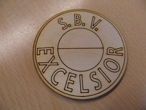 sbv excelsior, logo 2d art lasercut calcio badge 3d print model - Mito3D