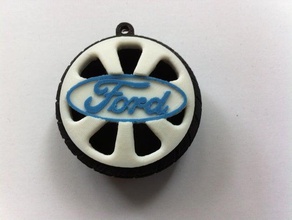 keychain ford wheel keychains thread 3d print model - Mito3D