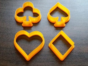 cookie cutters spades hearts diamonds clubs cardgame symbols kitchen dining 3d print model - Mito3D