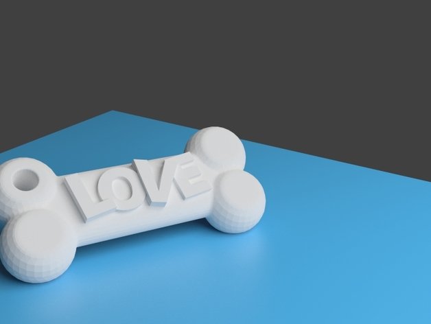 dog bone keychain keychains 3d bones dogs love 3D print model - Mito3D